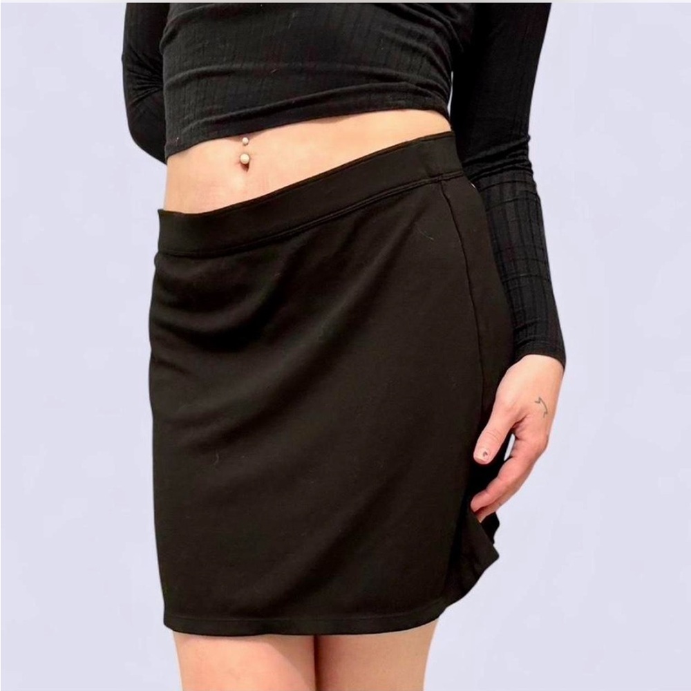 Studio M Vintage Black Rayon Blend Mini Skirt - Women's Large
